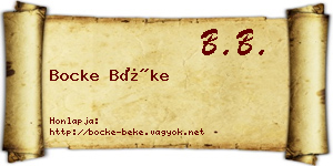 Bocke Béke névjegykártya